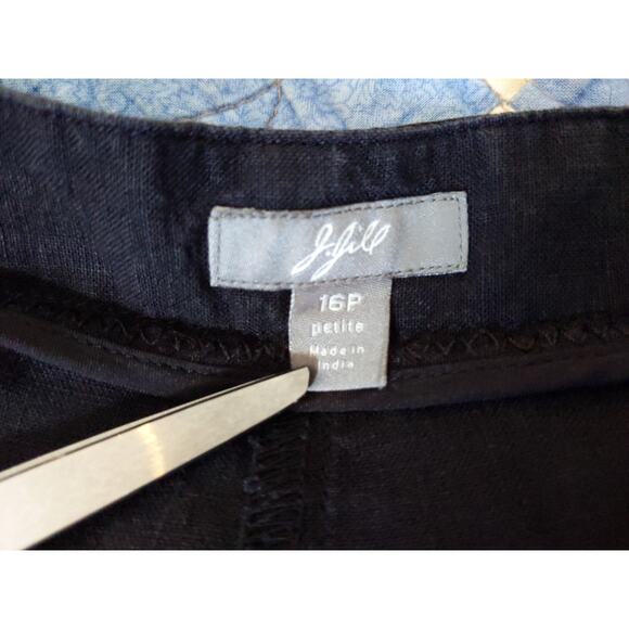 J.Jill Women's 16P Black 100% Linen Wide Leg Pants Zipper Closure Petite - Picture 4 of 8